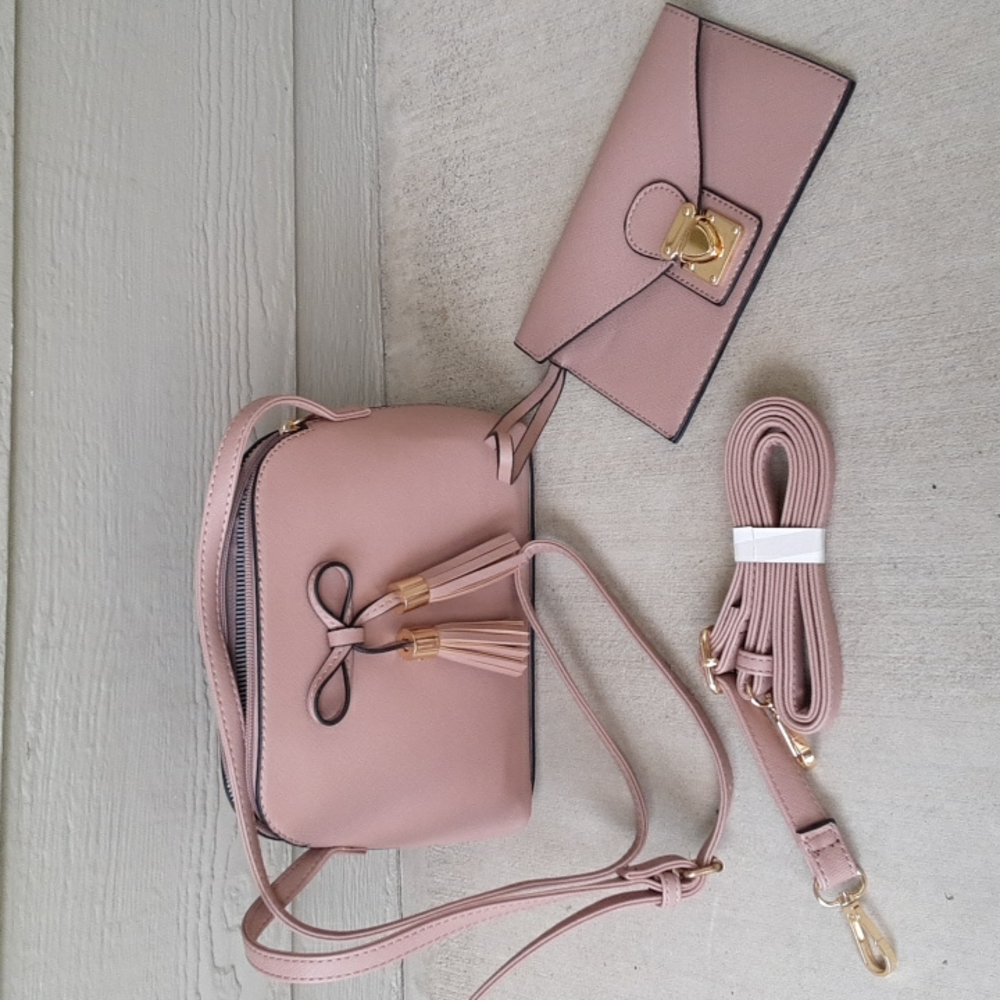 Cute Pink Purse Bow with Tassels, Clutch Included